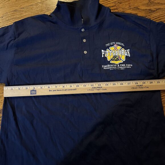 Vintage Gildan Pittsburgh PA Firefighter Expo 2002 Blue Fireman Collar Polo L - Picture 7 of 8